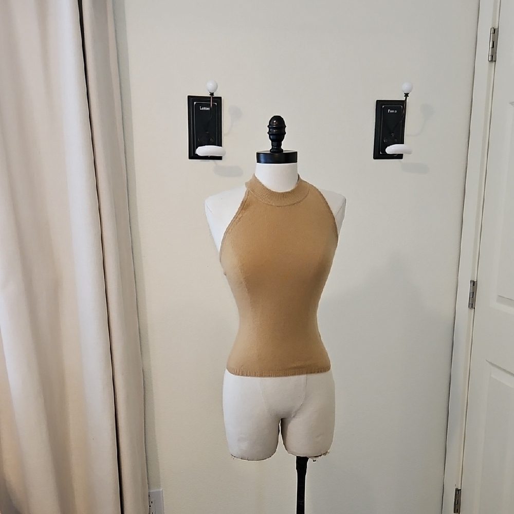 Tan Sleeveless Fitted Tank Top